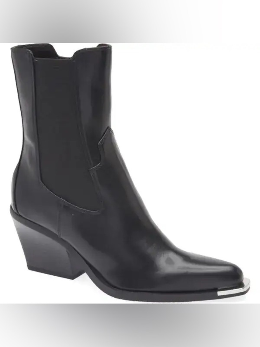 Womens Open Edit Braxton Black Faux Leather Western Chelsea Ankle Boots 8M